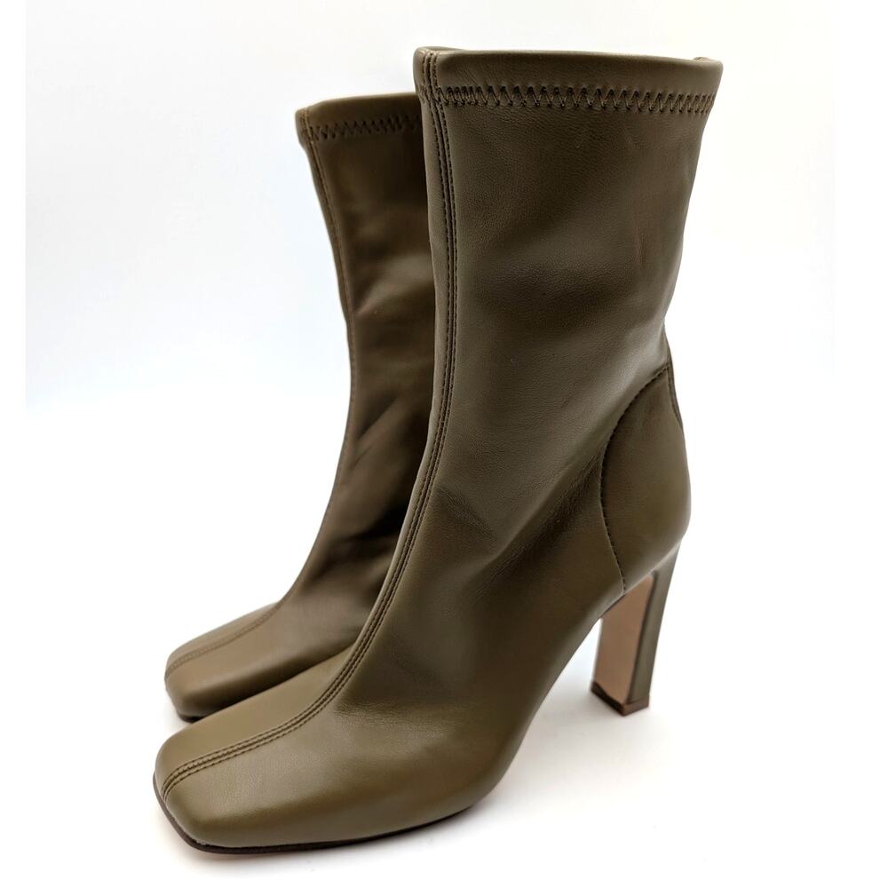 Steve Madden Khelan Square Toe Ankle Bootie Women's Olive Green Size US5.5M EU36
